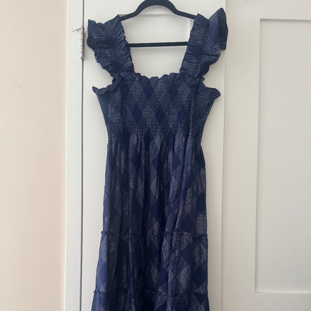 Hill House Home Ellie Blue Metallic Plaid Nap Dress